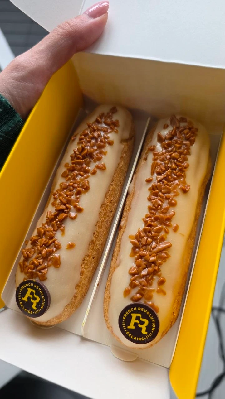 Salted caramel eclairs