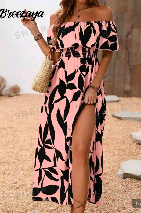 Floral off shoulder maxi dress