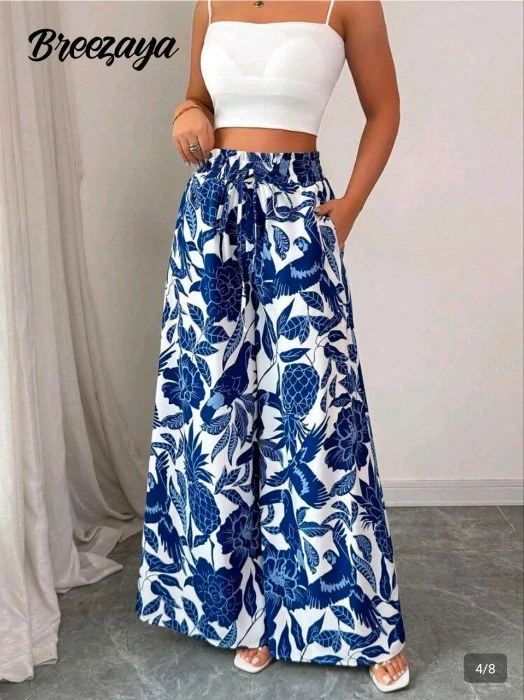 Blue summer wide leg pants