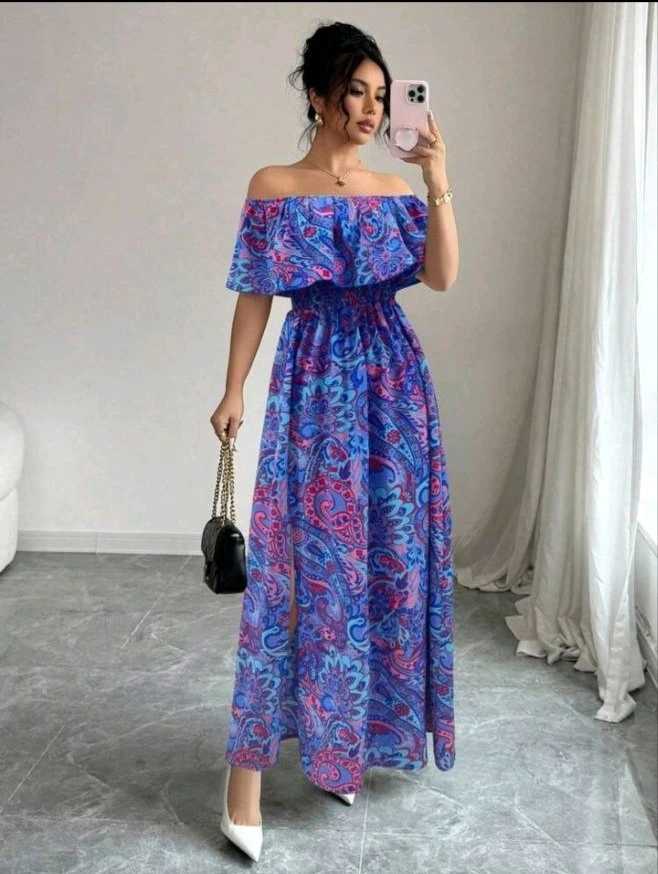 Floral off shoulder floral maxi dress