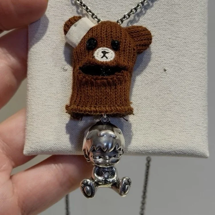 Popop Hirono Series Bear doll necklace One 925 Silver