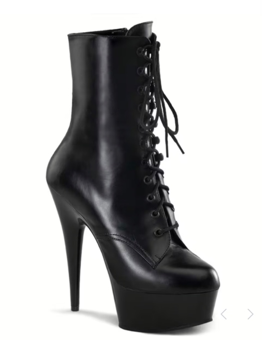 Pleaser DELIGHT-1020 Damen Stiefelette Schwarz Leder