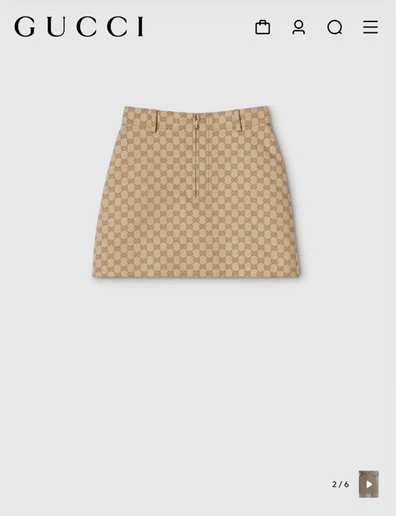GG cotton canvas jacquard fabric skirt