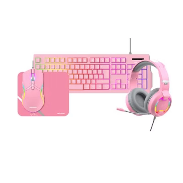 RadioShack Mistic Gaming Combo Keyboard, Mouse, Headphones, RGB Backlit, Ergonomic Design, Pink, USB Connection, Complete Gaming Set 2607082