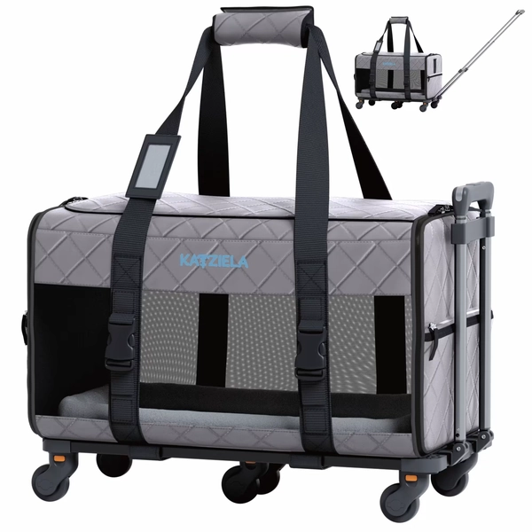 Katziela Quilitied Airline Approved Bag Dog & Cat Carrier, Dark Grey