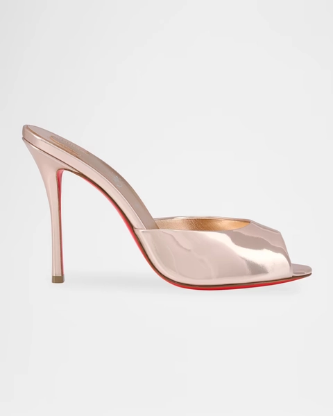 100mm Me Dolly Metallic Leather Slide Sandals