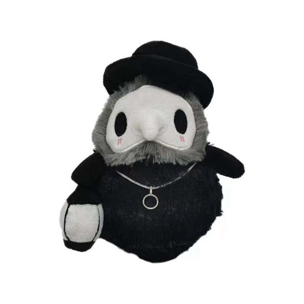 Plague Doctor Plush Toy Glow in the Dark Owl Stuffed Animals Steampunk Plushies - Black