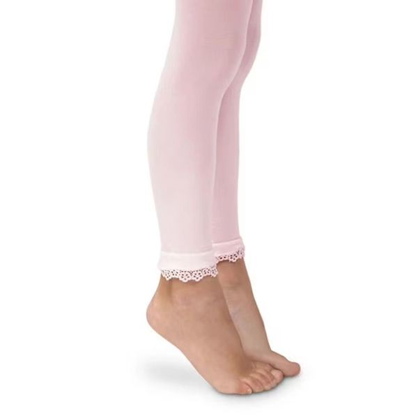 Jefferies Socks Girls Daisy Flower Lace Trim Footless Legging Tights 1 Pack