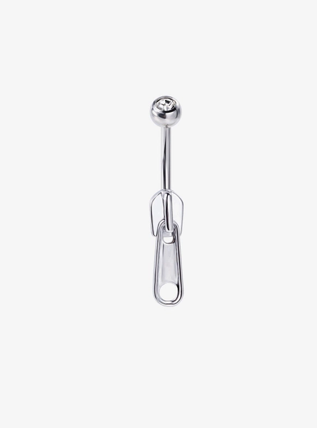14G Steel Zipper Pull Navel Barbell