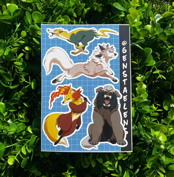 Pokedogs Lycanroc Bolthund Delphox Mabosstiff Sticker Sheet - Etsy
