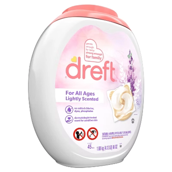 Dreft Original Lightly Scented HE Laundry Detergent Pods 45 Pacs - 66oz