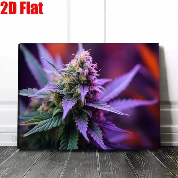 2D Flat - 1pc Paintings Wooden Frame Purple Plants, Interesting Plants, Simple Canvas Poster For Wall Decoration Art | Room Decoration | Home Decoration | Bedroom Decoration, Holiday Party Decoration, Gift, Perfect Room Decoration, Ready To Hang - Framed - 2D Flat