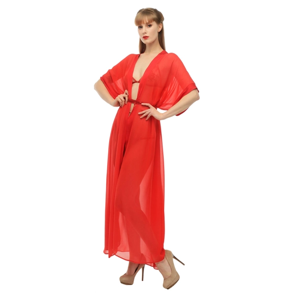 Red Chiffon Kimono - Flash You And Me Lingerie
