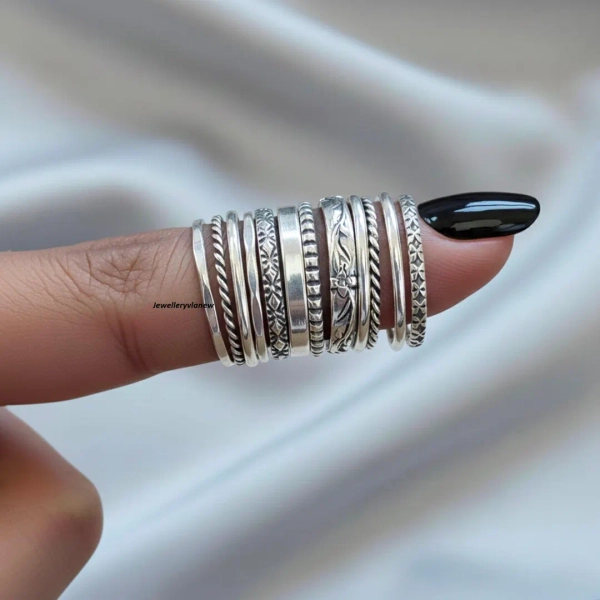 Handmade Sterling Silver Stacking Ring Set, Boho Minimalist Rings - Etsy Canada