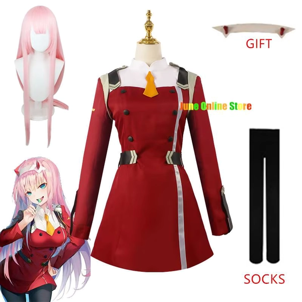 Cosplay DARLING in the FRANXX Zero Two, disfraz de Cosplay, vestido Sexy para mujer, diadema, peluca, zapatos - AliExpress