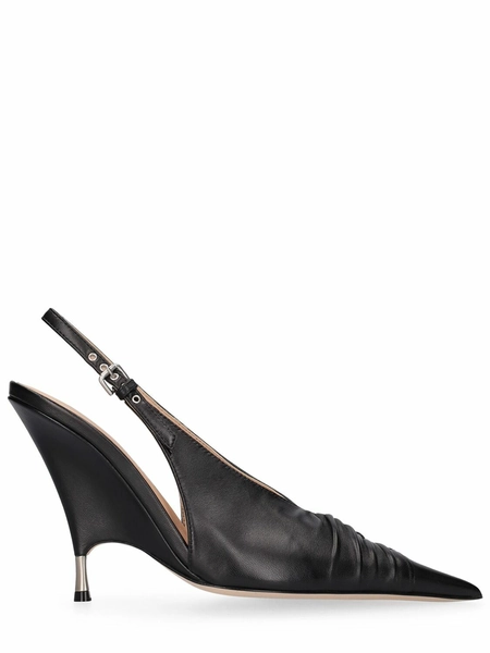 BLUMARINE - 105mm Godiva Leather Slingbacks