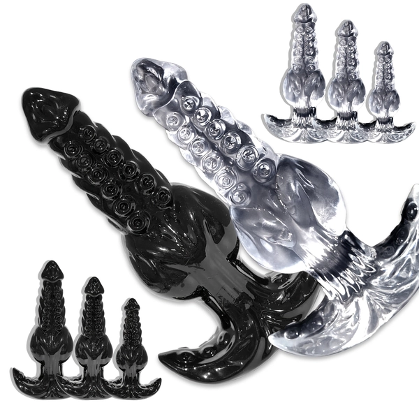 Black Monster Fake Penis, Thick, Large Fantasy Tentacle Bundle Fake Penis with Suction Cups, Suitable for G-spot Stimulation and Anal Play. Alien-shaped Fake Penis, Adult Sex Toy, Suitable for Men and Women, Gay Men., Dildo