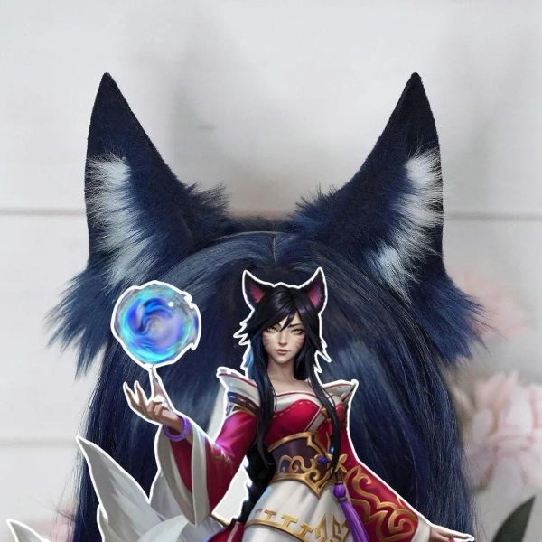 Ahri Blue Cinematic League of Legends Cosplay Fox Ears