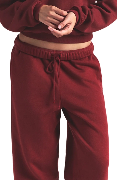 Cotton Fleece Blend Classic Straight Leg Pants