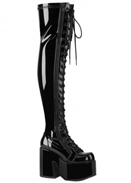 DemoniaCult Camel 300 Patent Over The Knee Boot