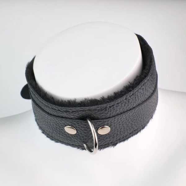 Soft Plush Lined Leather Choker With O-ring, Wide Adjustable Choker in Black/red, Punk Gothic Necklace - Etsy UK