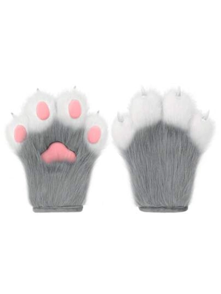 Adult Cat Paw Gloves Fluffy Animal Claws Cosplay Costume Accessories Halloween Thermal Accessories