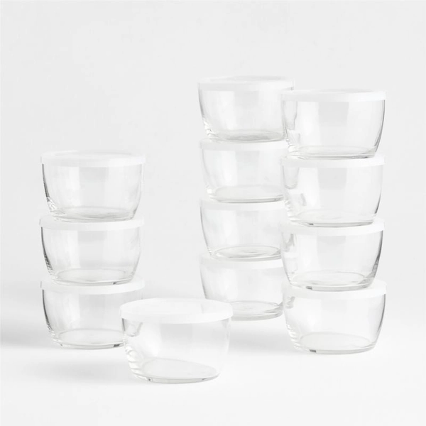 Clear Glass Bowl with Lid Set of 12