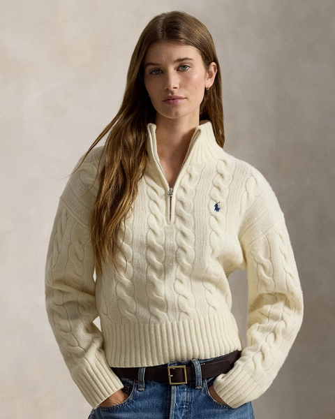 Cable Wool-Cashmere Half-Zip Sweater for Women | Ralph Lauren
