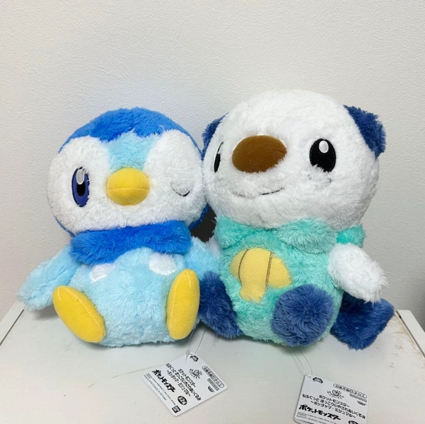Pokémon Fluffy Plush Toys - Piplup & Oshawott Set ~ Crane Game Prize New Japan