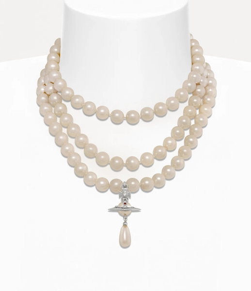 Three Row Pearl Drop Choker