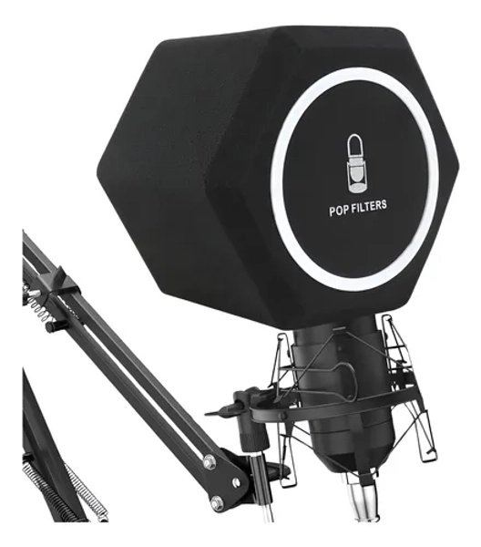 Esfera Acustica Cabina Para Grabar Voces Con Filtro Anti Pop Negro