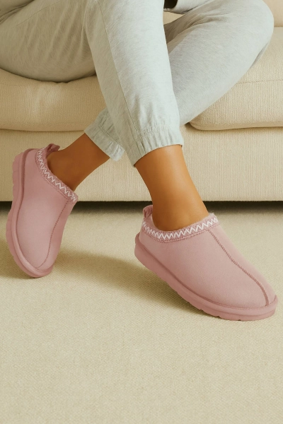 Faux Fur Lined Comfy Aztec Embroidered Ultra Mini Booties Slippers