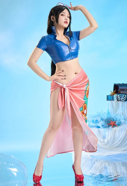 OP Nico Robin Cosplay Costume Top and Skirt Beach Set
