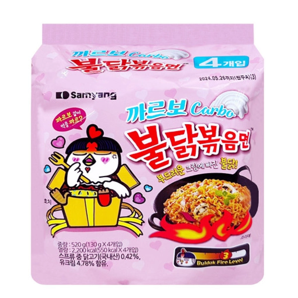 [SAMYANG] 130g Buldak Carbonara Hot Chicken Ramen 130g X 4pcs. (1 PACK)  /Made in Korea