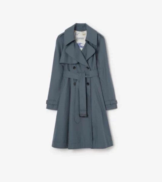 Long Tropical Gabardine Pembury Trench Coat in Seafarer blue - Women | Burberry® Official