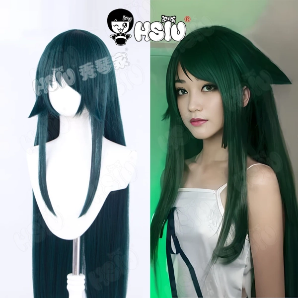 Parrucca cosplay Saya Gioco la canzone di saya Parrucca cosplay HSIU 100 cm capelli lunghi verde scuro Parrucca sintetica + Protezione parrucca Parrucca cosplay da gioco - AliExpress 200000532