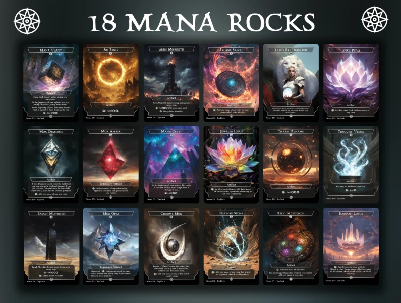 Mana Rocks 18 Cards Bundle - Commander EDH Mana Artifact Pack - Top Deck Forge