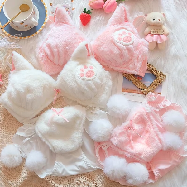 Girls lolita plush bra underwear my melody bralette push up brassiere  wirefree warm kawaii bra underpants seamless lingerie - AliExpress 200574005