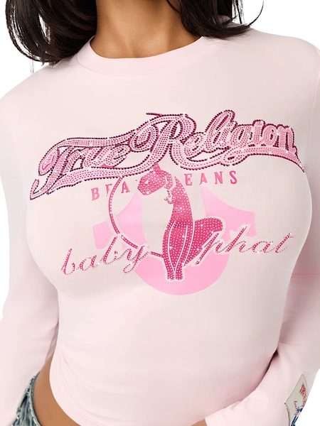 TRUE RELIGION X BABY PHAT CRYSTAL LONG SLEEVE BABY TEE