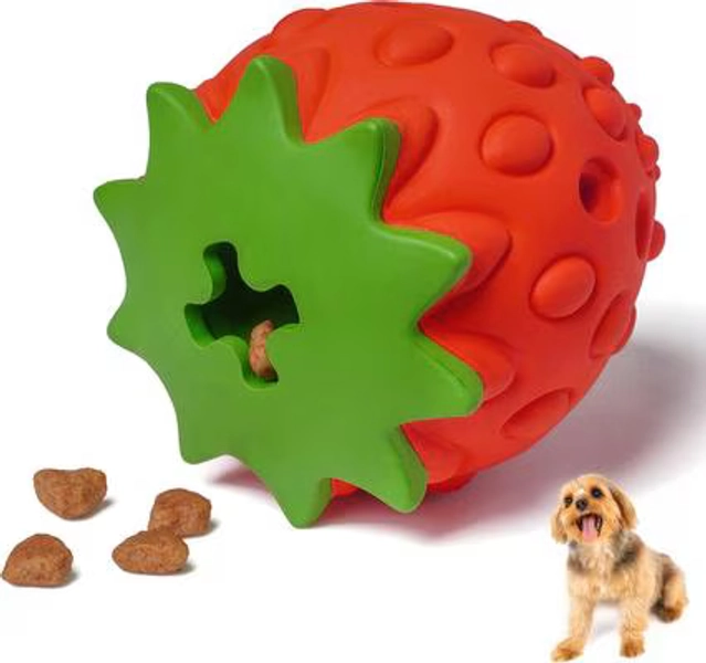 PAWSPIK Strawberry Treat Dispensing Enrichment Dog Chew Toy