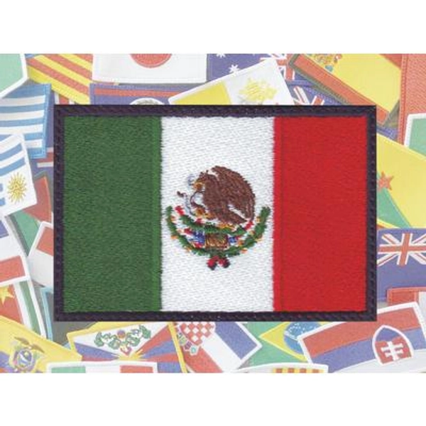 Mexico Flag Embroidered Patch Black Border 3 Sizes