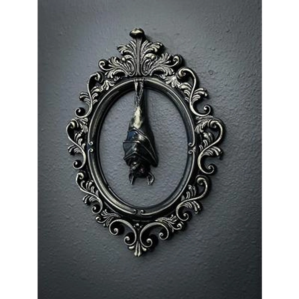 Gothic Framed Hanging Bat Wall Decor