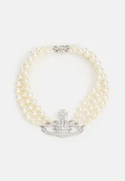  Vivienne Westwood THREE ROW RELIEF CHOKER  silver-coloured/white