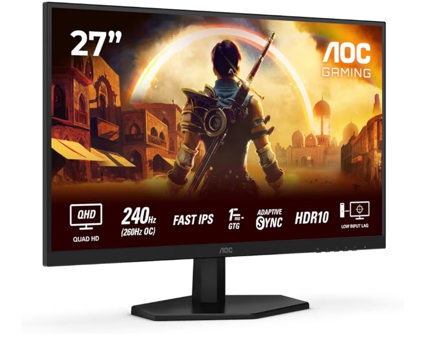 AOC Gaming Q27G42ZE - 27 inch Quad HD gaming monitor, 240 Hz, 1 ms, G-Sync comp., HDR10 (2560x1440) black-red : Amazon.ie