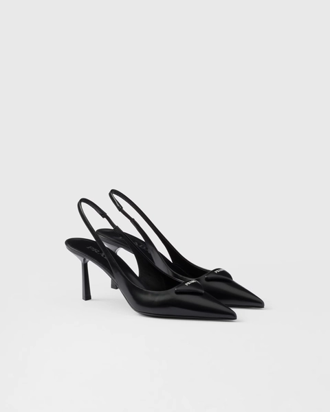 Brushed leather slingback pumps