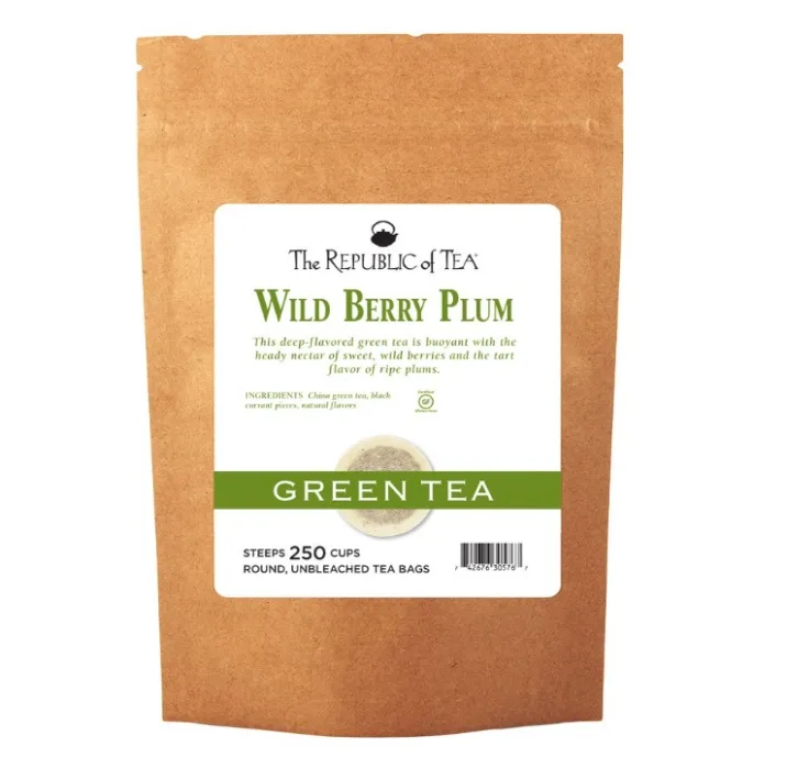 The Republic of Tea Wild Berry Plum Tea, 250 Tea Bags, Relaxing Green Tea Gourmet Blend - 250 Count (Pack of 1)