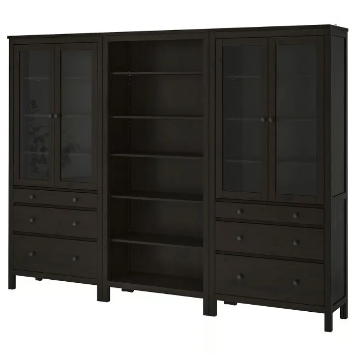HEMNES Storage combination w doors/drawers - black-brown 106 1/4x77 1/2 "