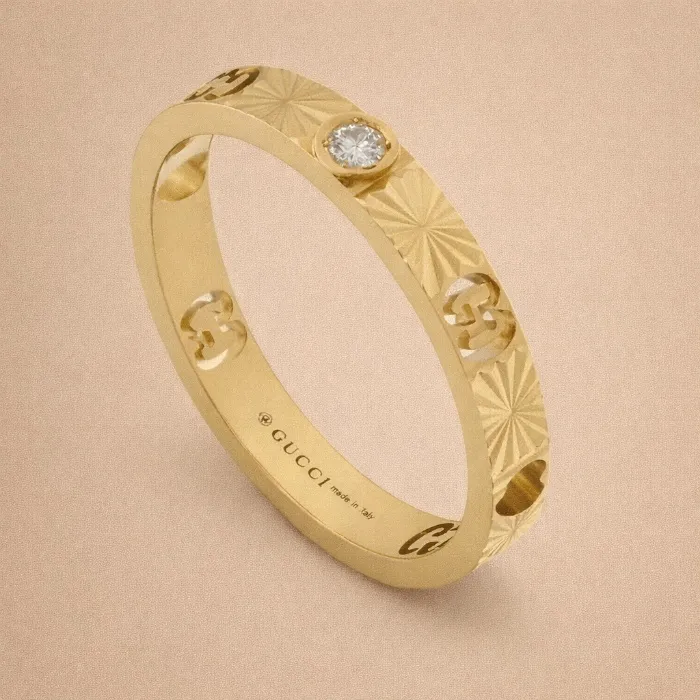 Gucci Icon Heart Diamond Accent Yellow Gold Ring | Size 6
