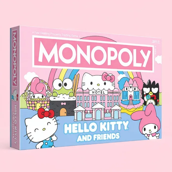 Monopoly: Hello Kitty and Friends, Buy, Sell, Trade Buildings from The Animated Series, Featuring My Melody, Badtz-Maru, Keroppi, Classic Monopoly Game, Officially-Licensed Hello Kitty Merchandise