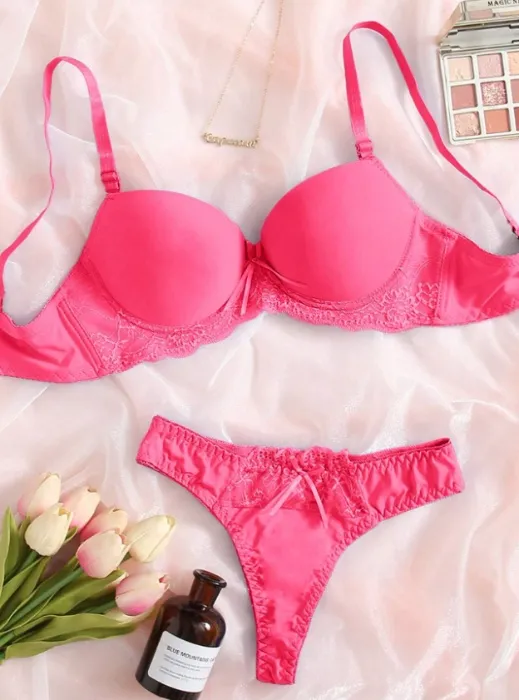 Pink Bra and Panties Set